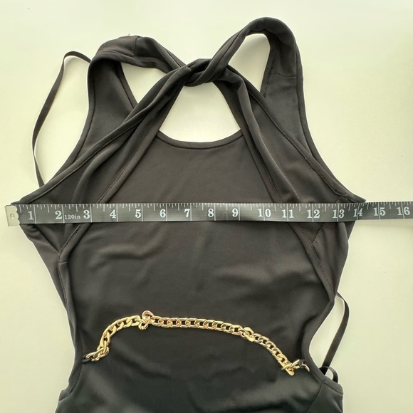 Maxi dress open low back scoop neck size XS Black sleeveless - Picture 5 of 6